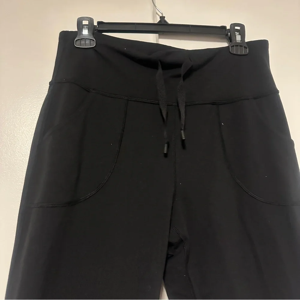 LULULEMON Black Foldover Waist Drawstring Slim Leg Fitness Yoga Pant Size 10T